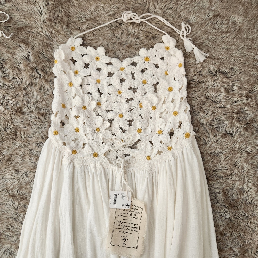 Free People Bali Spring Fling Maxi Dress Ivory Women's Size XL - Picture 10 of 15